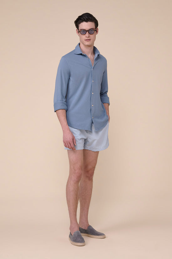 fedeli Madeira - The Sakar Swim Trunk - Mini Geometric Shapes Pattern STEELBLUE