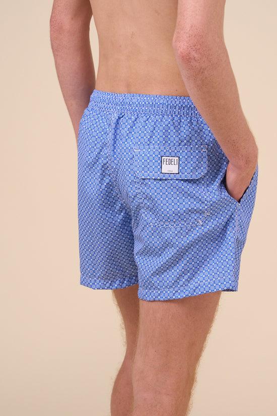 Fedeli Madeira - The Sustainable Swim Trunk - Circles Pattern MEDIUMBLUE