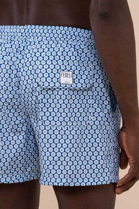 Fedeli Madeira - The Sustainable Swim Trunk - Gerbera Flowers Pattern MIDNIGHTBLUE