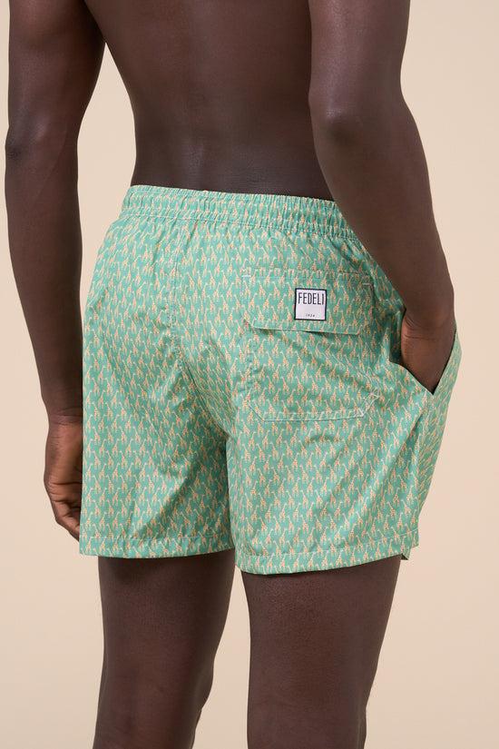 Fedeli Madeira - The Sustainable Swim Trunk - Giraffe Pattern GREEN