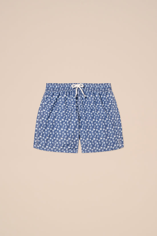 fedeli Madeira - The Sustainable Swim Trunk - Marine Animals Pattern MIDNIGHTBLUE