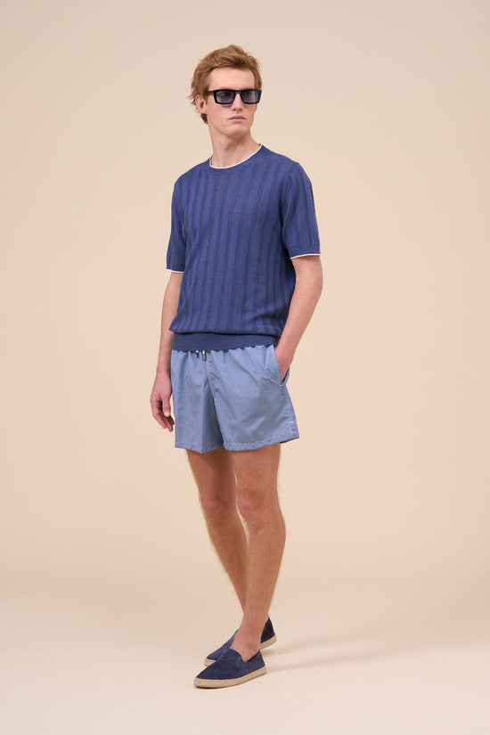 fedeli Madeira - The Sustainable Swim Trunk - Mini Geometric Shapes Pattern MIDNIGHTBLUE