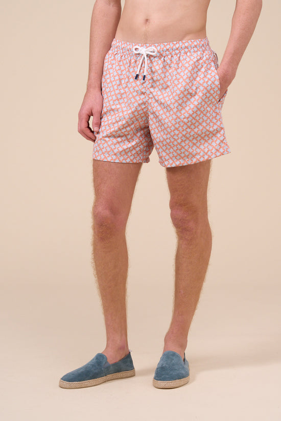 Fedeli Madeira - The Sustainable Swim Trunk - Mini Turtles Pattern ORANGE