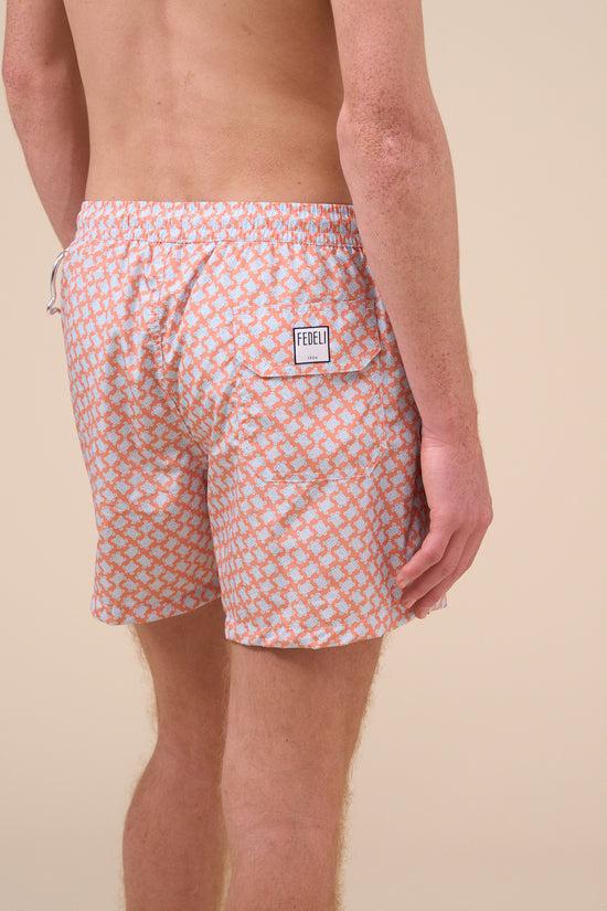 Fedeli Madeira - The Sustainable Swim Trunk - Mini Turtles Pattern ORANGE