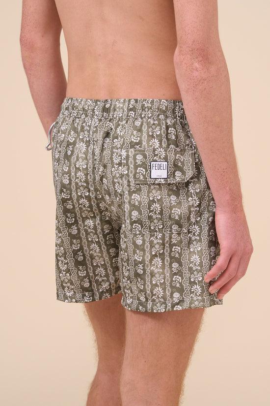 Fedeli Madeira - The Sustainable Swim Trunk - Oasis Pattern DARKOLIVEGREEN