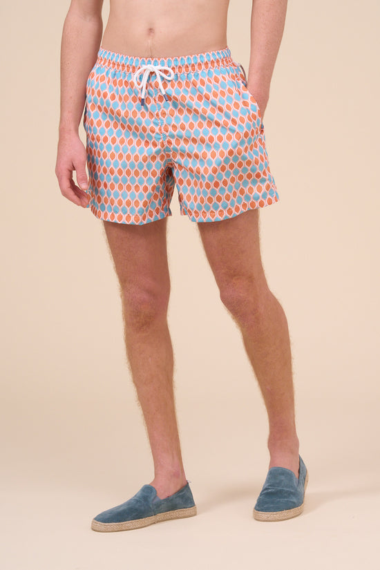 Fedeli Madeira - The Sustainable Swim Trunk - Oval Pattern DARKCYAN