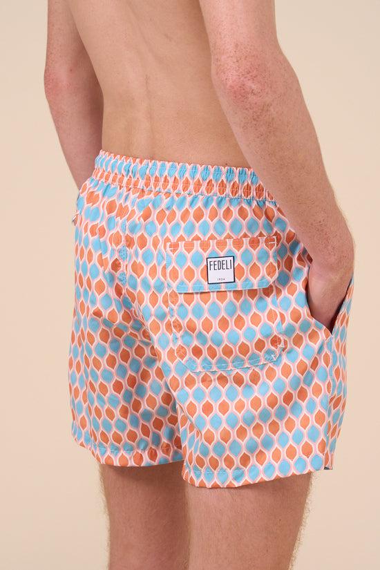 Fedeli Madeira - The Sustainable Swim Trunk - Oval Pattern DARKCYAN