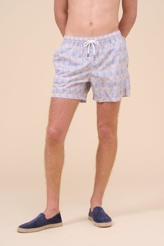Fedeli Madeira - The Sustainable Swim Trunk - Paisley Pattern MEDIUMBLUE