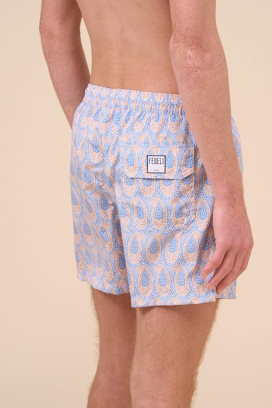 Fedeli Madeira - The Sustainable Swim Trunk - Paisley Pattern MEDIUMBLUE
