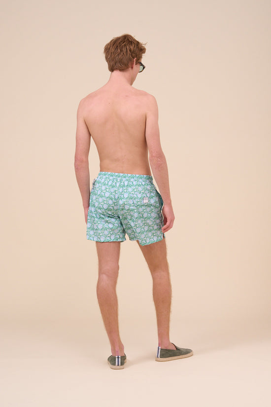 Fedeli Madeira - The Sustainable Swim Trunk - Passion Flower Pattern GREEN