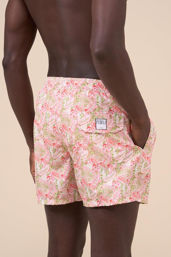 Fedeli Madeira - The Sustainable Swim Trunk - Rainforest Foliage Pattern PINK