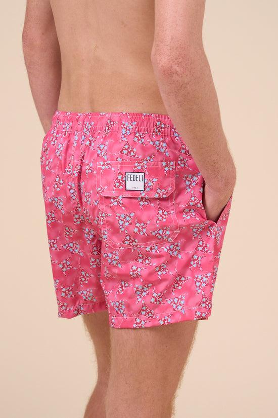 Fedeli Madeira - The Sustainable Swim Trunk - Ray Pattern LIGHTCORAL