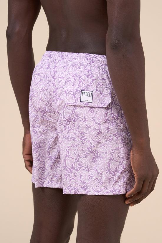 Fedeli Madeira - The Sustainable Swim Trunk - Sakura Flowers Pattern MEDIUMPURPLE