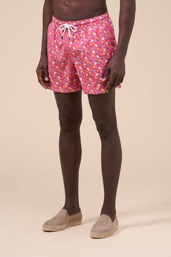 Fedeli Madeira - The Sustainable Swim Trunk - Shells Pattern LIGHTCORAL