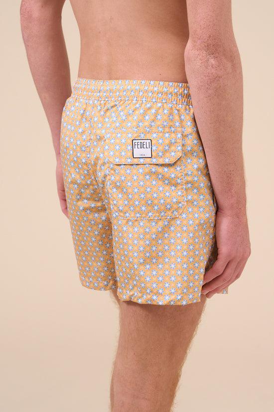 Fedeli Madeira - The Sustainable Swim Trunk - Stars Pattern ORANGE