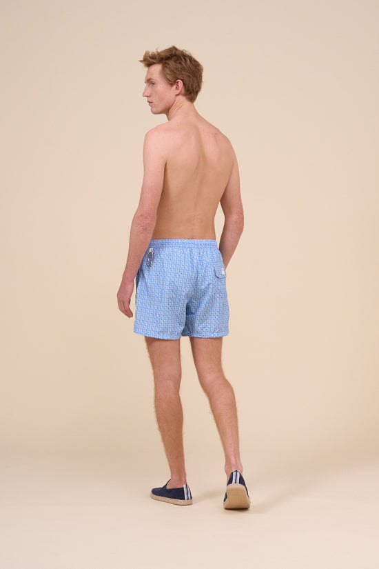Fedeli Madeira - The Sustainable Swim Trunk - Vintage Pattern CORNFLOWERBLUE