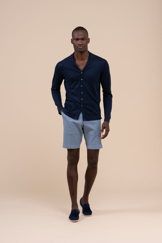 Fedeli Manuel Dublino Linen Cashmere Silk Blend Shirt MIDNIGHTBLUE