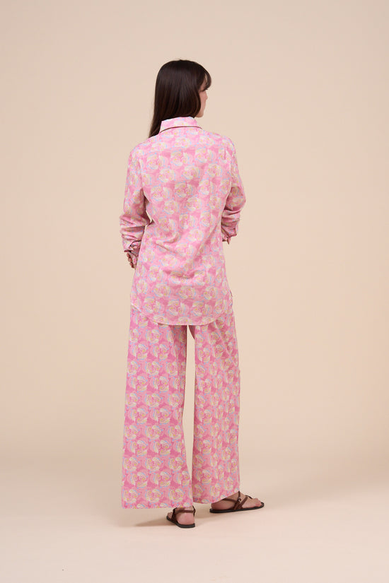 Fedeli Marilù Printed Cotton Voile Half-buttoned Shirt - Floral Swirl Pattern PINK