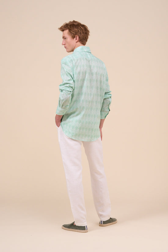 Fedeli Marlon Printed Cotton Voile Half-buttoned Shirt - Paisley Pattern GREEN