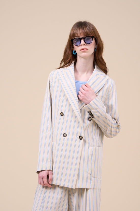 fedeli New Dandy Cotton Striped Double-breast Jacket WHEAT