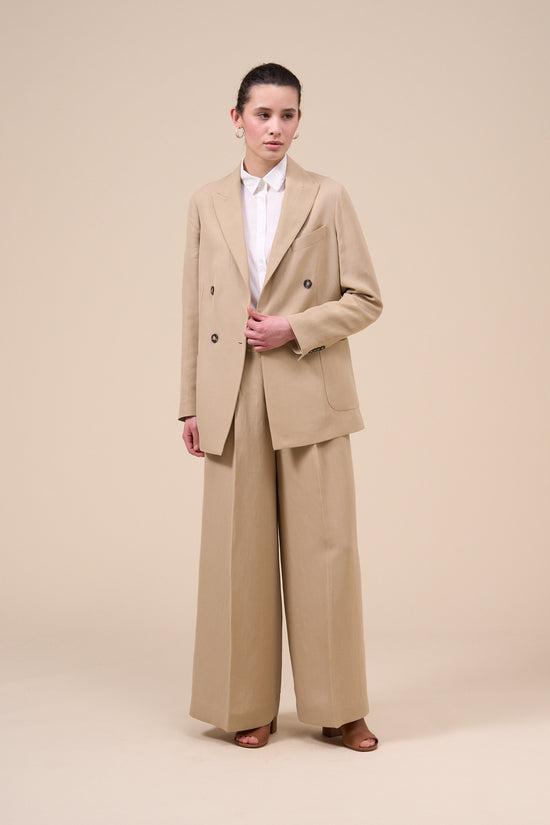 Fedeli New Dandy Fluid Linen Double-breast Jacket TAN