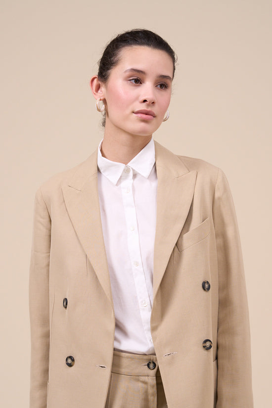 Fedeli New Dandy Fluid Linen Double-breast Jacket TAN