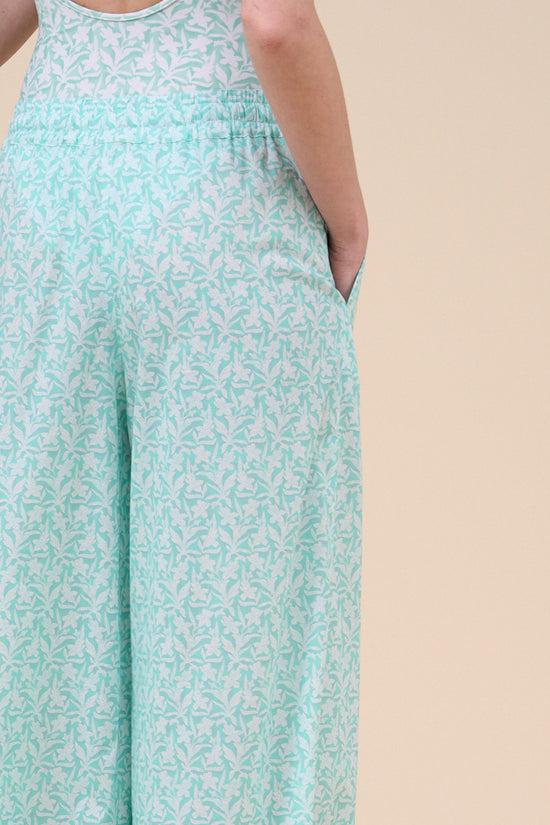 Fedeli New Diana Printed Cotton Voile Pants - Botanical Floral Pattern MEDIUMTURQUOISE