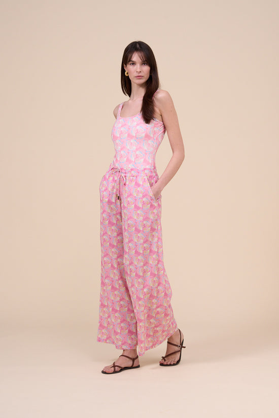 fedeli New Diana Printed Cotton Voile Pants - Floral Swirl Pattern PINK