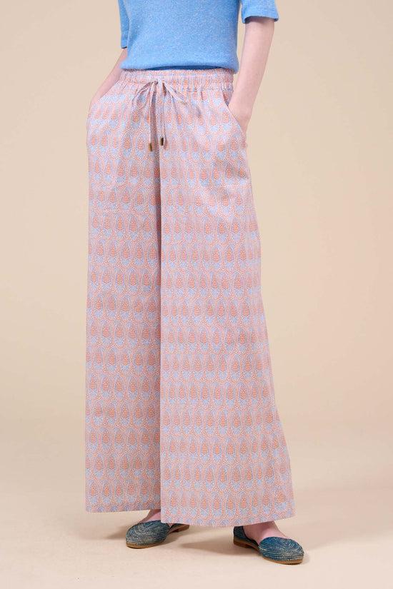 Fedeli New Diana Printed Cotton Voile Pants - Paisley Pattern ORANGE