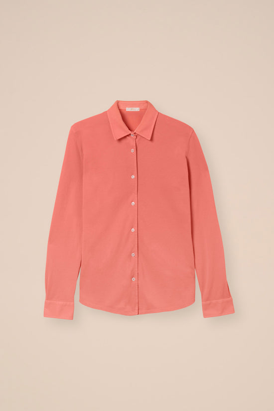 fedeli New Fenice Organic Piquet Long Sleeve Shirt LIGHTCORAL