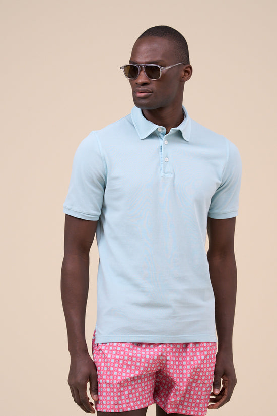 Fedeli North Piquet Short Sleeve Polo CORNFLOWERBLUE