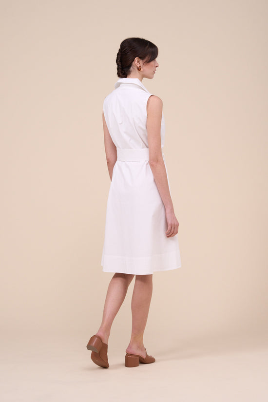 Fedeli Olimpia Cotton Blend V-neck Midi Dress WHITE