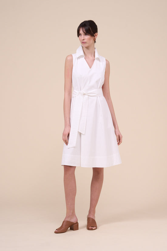 fedeli Olimpia Cotton Blend V-neck Midi Dress WHITE