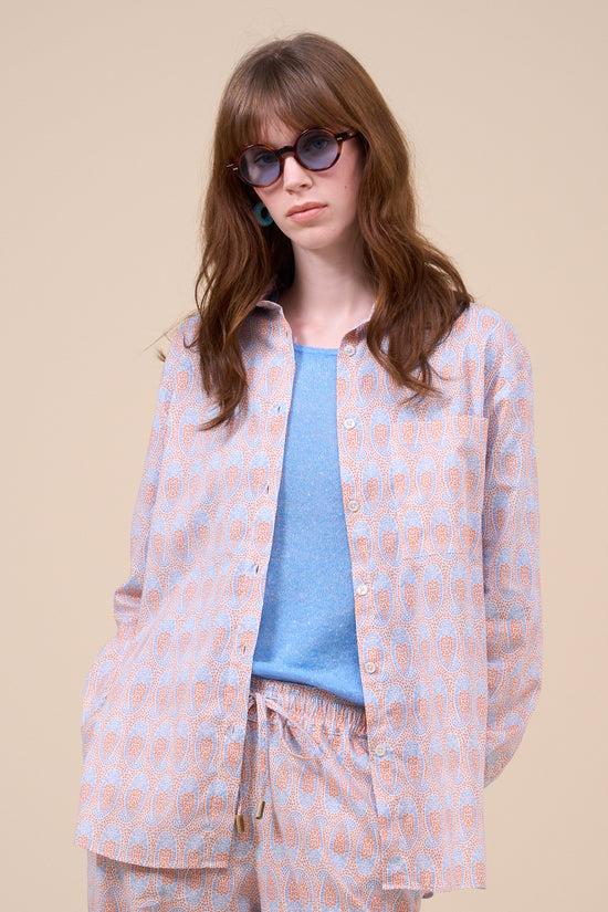 Fedeli Palmaria Printed Cotton Voile Shirt - Paisley Pattern ORANGE