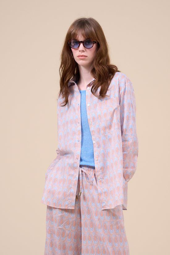 fedeli Palmaria Printed Cotton Voile Shirt - Paisley Pattern ORANGE fedeli Palmaria Printed Cotton Voile Shirt - Paisley Pattern ORANGE