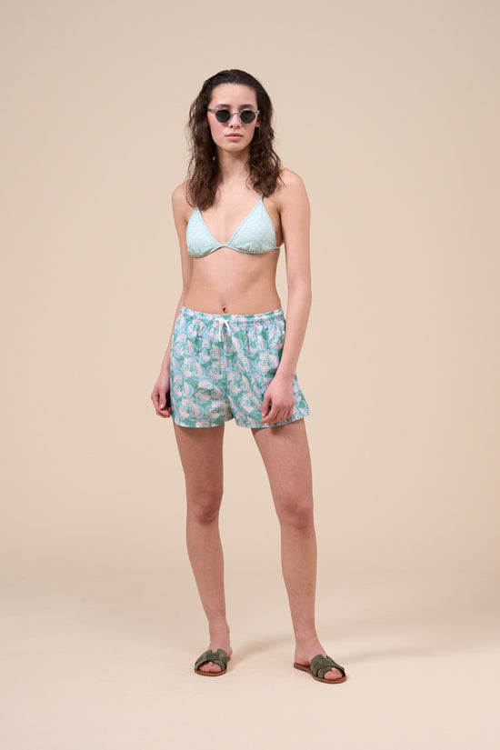fedeli Panarea Printed Airstop Shorts - Floral Swirl Pattern GREEN