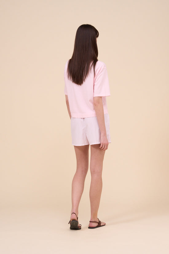 Fedeli Panarea Printed Seersucker Shorts - Stripes Pattern PINK