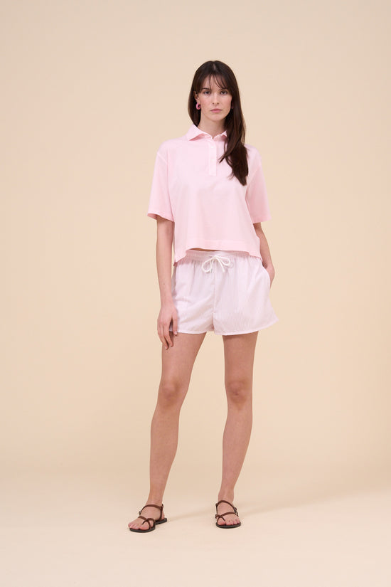 fedeli Panarea Printed Seersucker Shorts - Stripes Pattern PINK