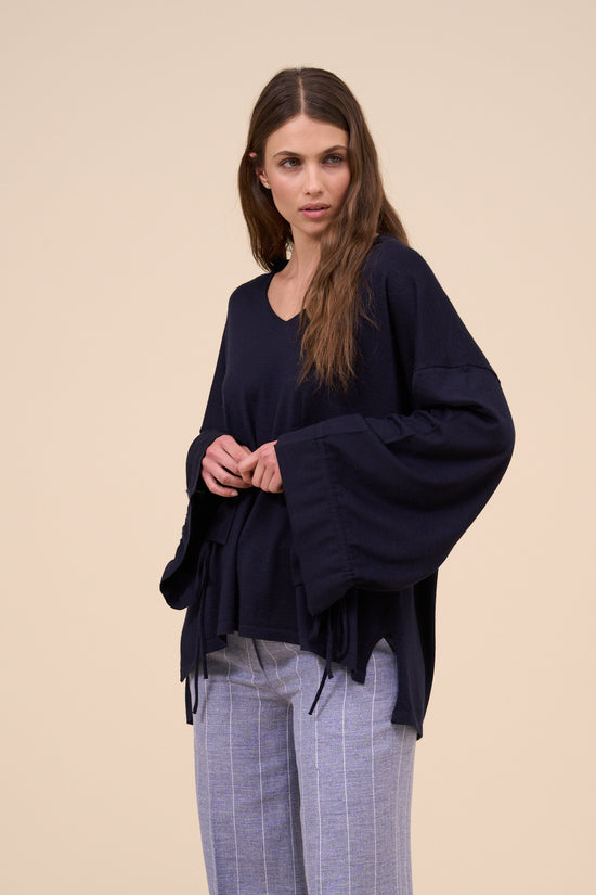 Fedeli Pandora Pearly Cashmere Silk Blouse With Wide Sleeves SAND