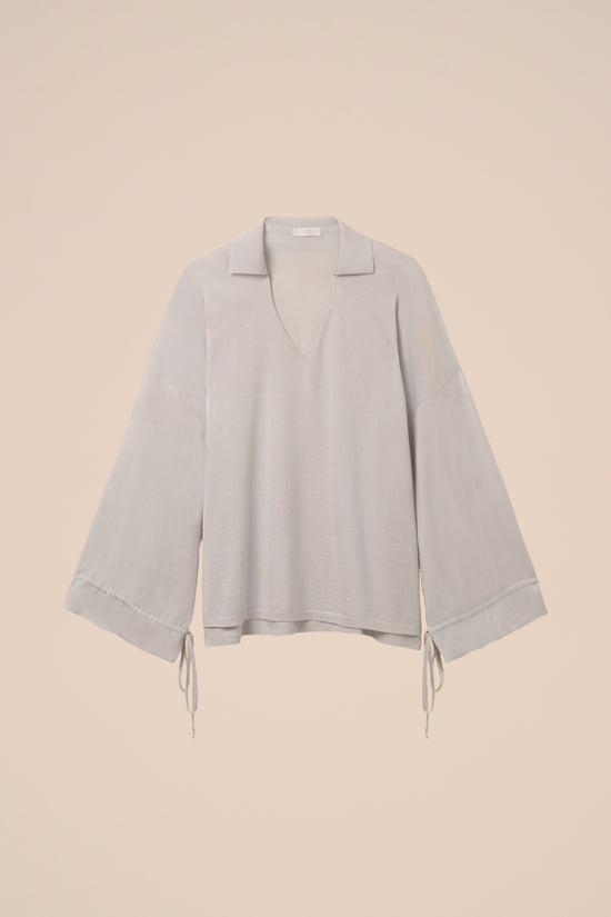 fedeli Pandora Pearly Cashmere Silk Blouse with wide sleeves SAND