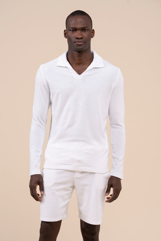 Fedeli Peter Terry Light Dusty Long Sleeve Polo MIDNIGHTBLUE