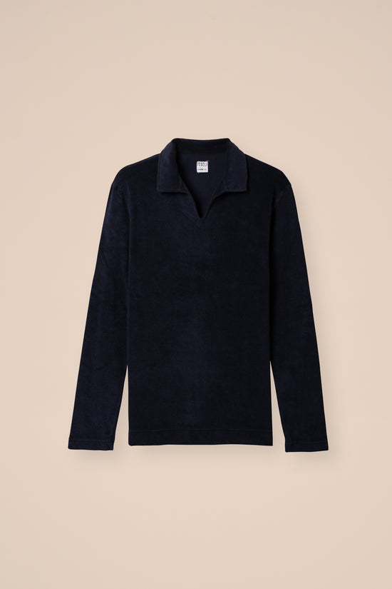 fedeli Peter Terry Light Dusty Long Sleeve Polo MIDNIGHTBLUE