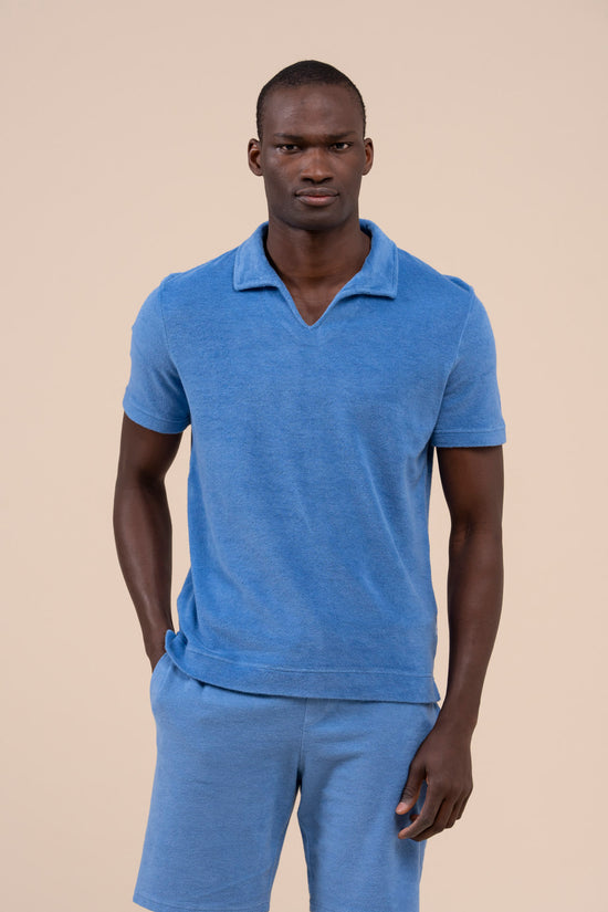 Fedeli Peter Terry Light Dusty Short Sleeve Polo MIDNIGHTBLUE
