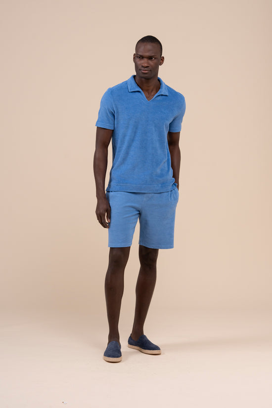 Fedeli Peter Terry Light Dusty Short Sleeve Polo MIDNIGHTBLUE