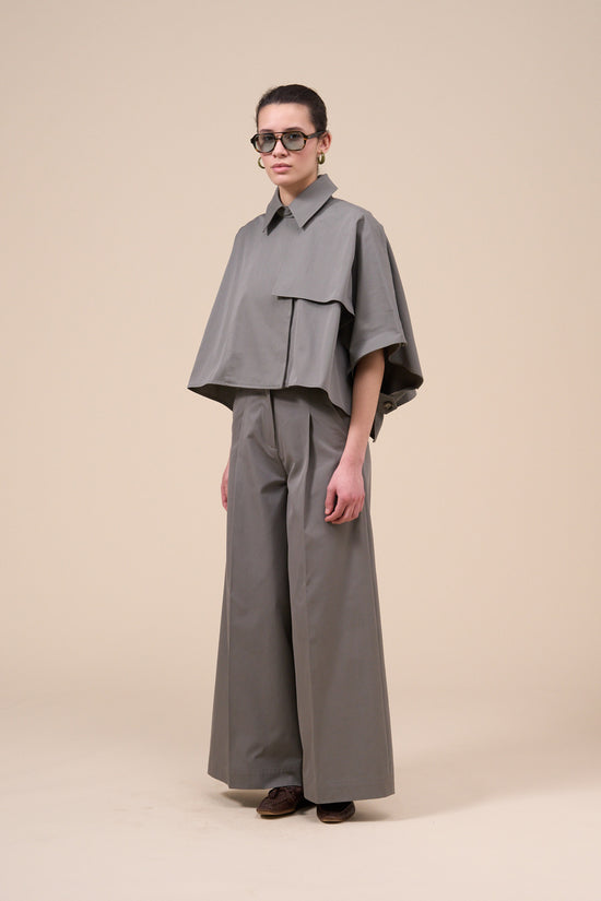 Fedeli Rea Gabardine Cotton Cape Trench DARKOLIVEGREEN