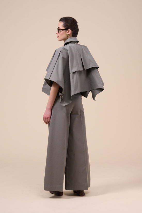 Fedeli Rea Gabardine Cotton Cape Trench DARKOLIVEGREEN