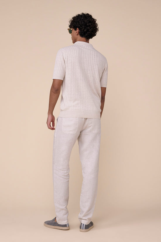 Fedeli Rock Tropico Cotton Linen V-neck - Bicolor SAND
