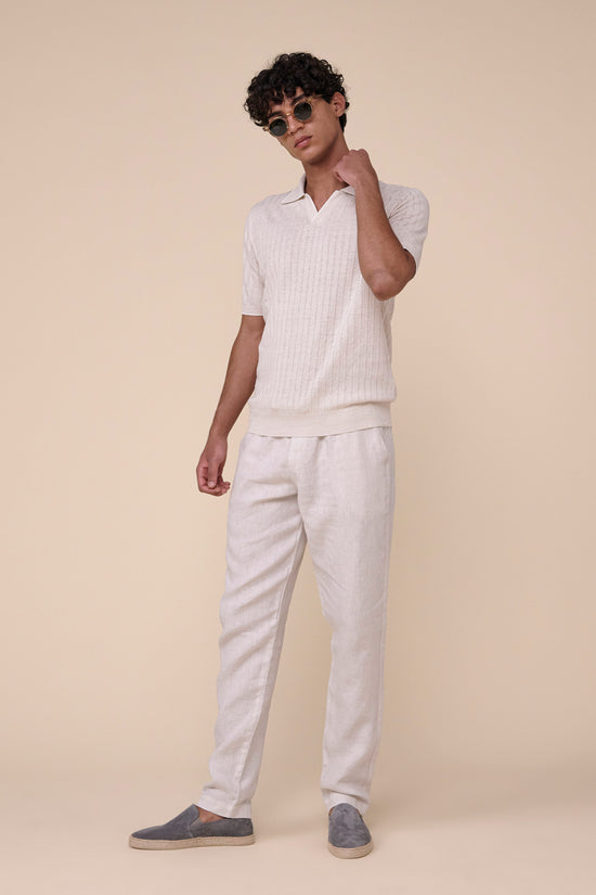 Fedeli Rock Tropico Cotton Linen V-neck - Bicolor SAND