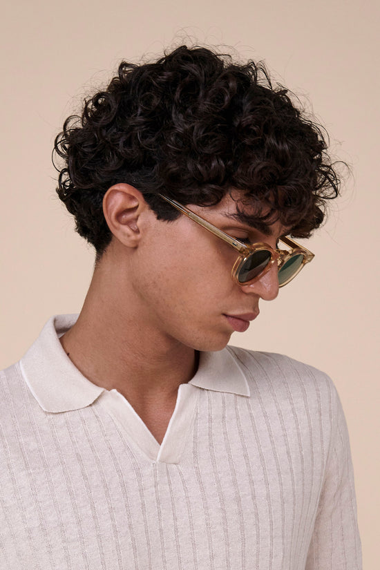 Fedeli Rock Tropico Cotton Linen V-neck - Bicolor SAND