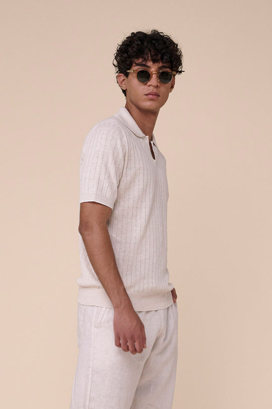 fedeli Rock Tropico Cotton Linen V-neck - Bicolor SAND